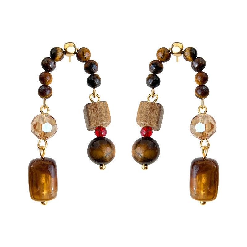 C관 - 핸드메이드 호안석 크리스탈 비즈 925 은침 귀걸이 [7116] 25.11-3