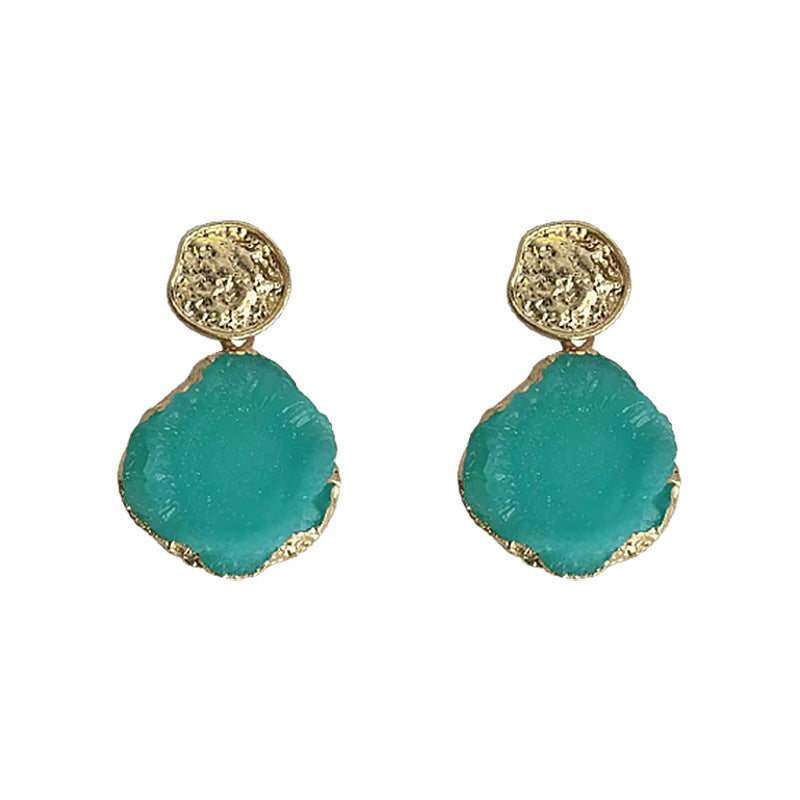 C관 - 바다 녹색 고급스러운 14K 도금 기하학 귀걸이 [3872] 24.04-3