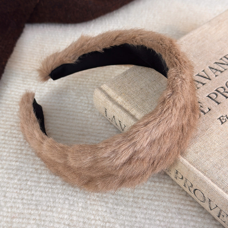 E관 - 단색 퍼 소재 땋은 디자인 머리띠 [27765] 25.12-2