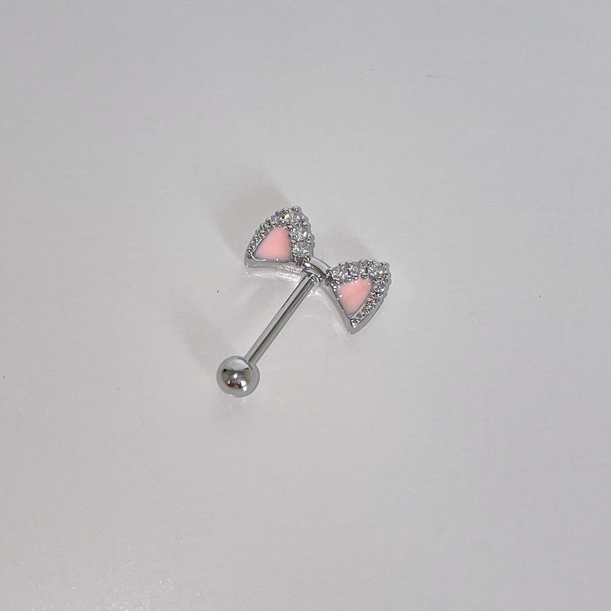 A관 - 고양이 귀 큐빅 티타늄 스틸 피어싱 귀걸이 [EH-4297] 25.12-1