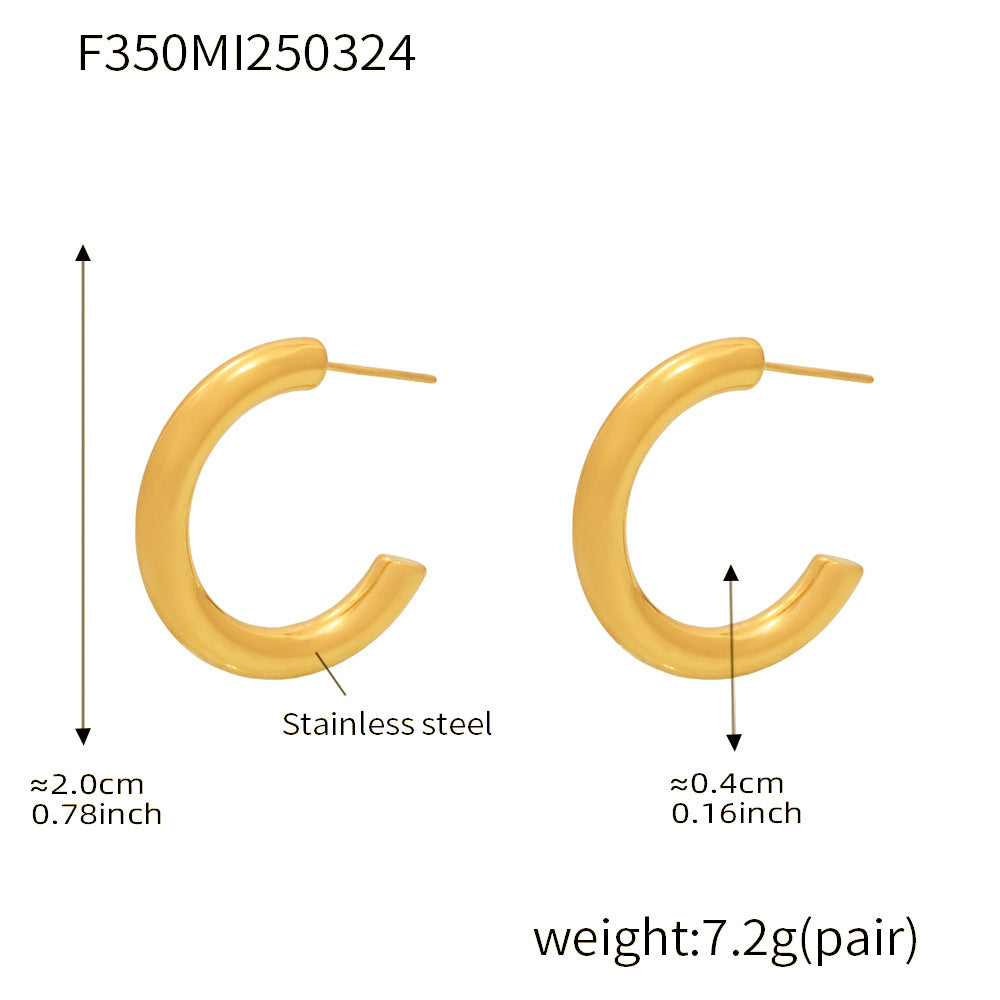 D관 - C형 디자인 스테인리스 스틸 18K 도금 귀걸이 [F350] 25.04-1