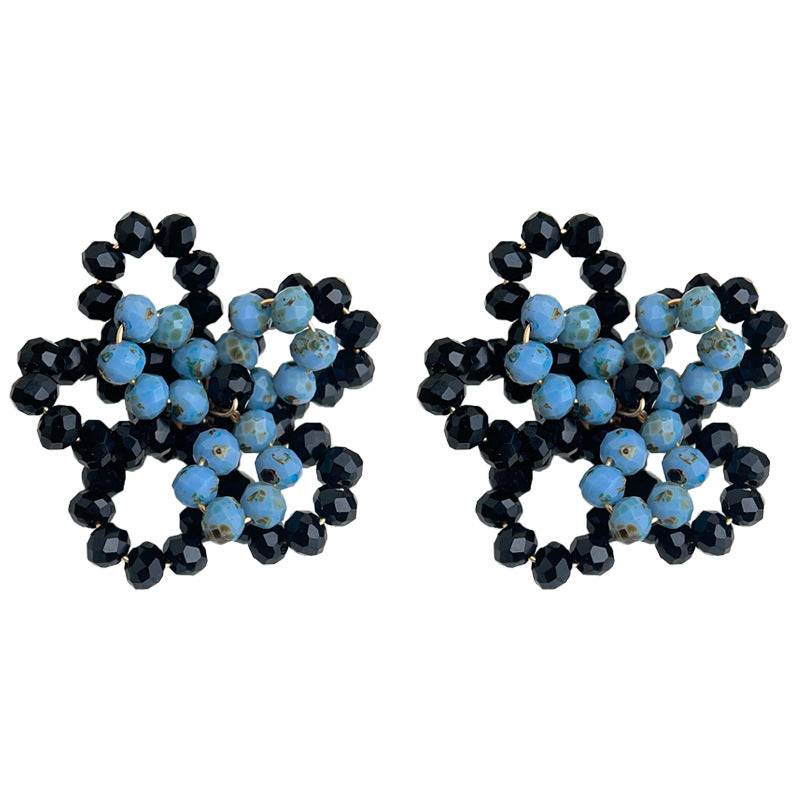 C관 - 925 은침 핸드메이드 비즈 플라워 귀걸이 [6861] 25.10-1