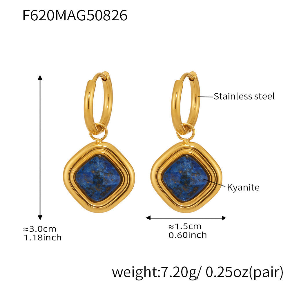 D관 - 스테인리스 풀큐빅 하트 스퀘어 18K 도금 링 귀걸이 [F620-F621] 25.09-1