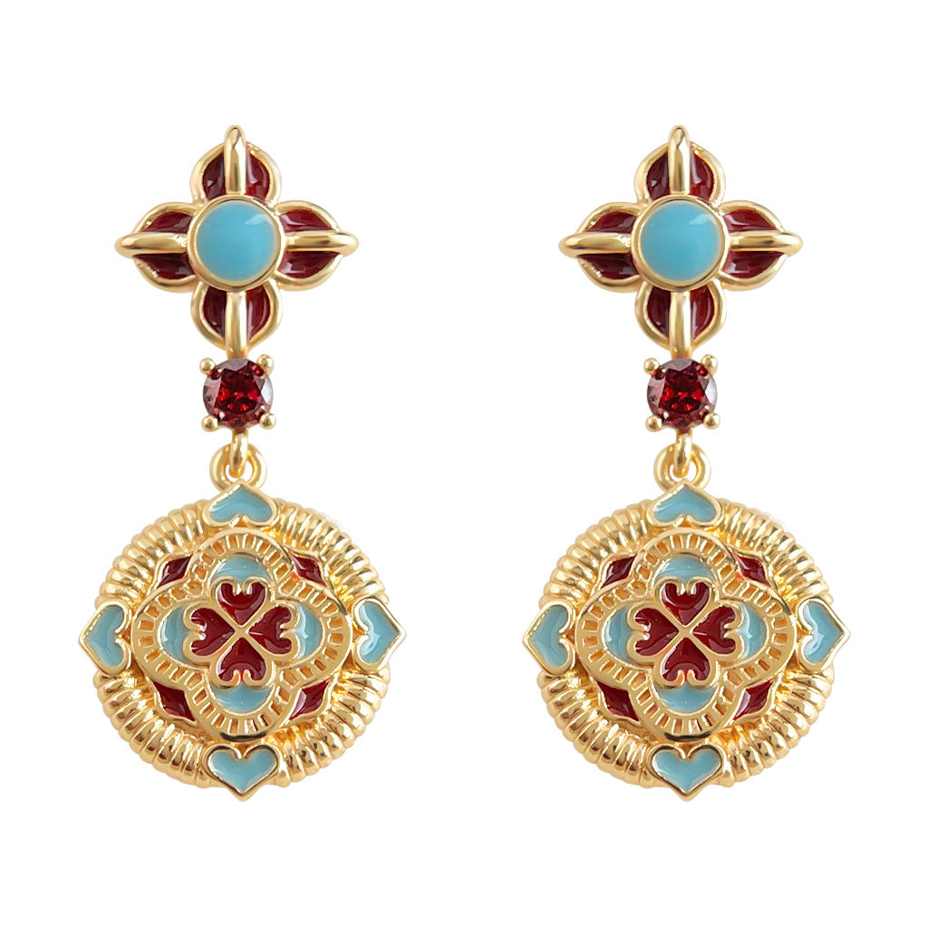 C관 - 925 은침 핸드페인팅 문양 귀걸이 [7038] 25.11-1