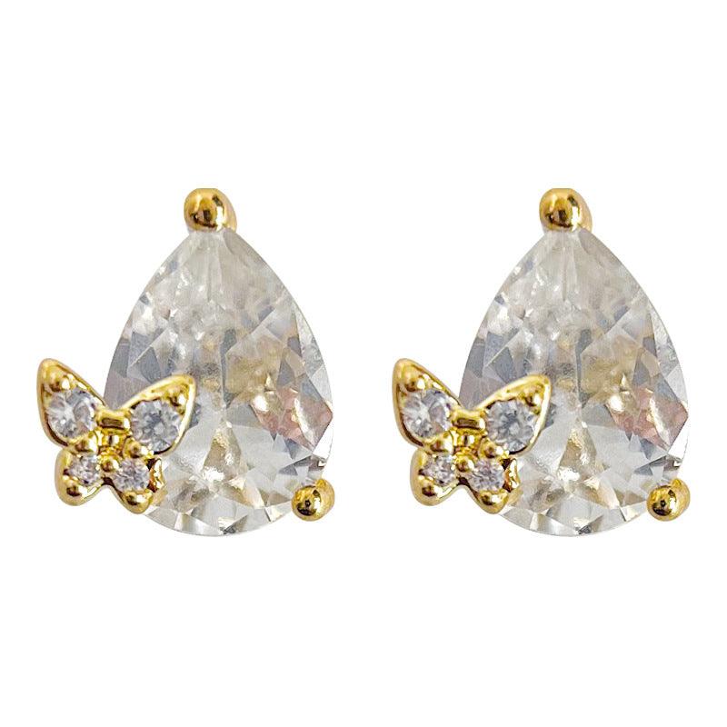 C관 - 미니 큐빅 물방울 나비 디자인 14K 도금 은침 산뜻한 귀걸이 [3615] 24.03-1