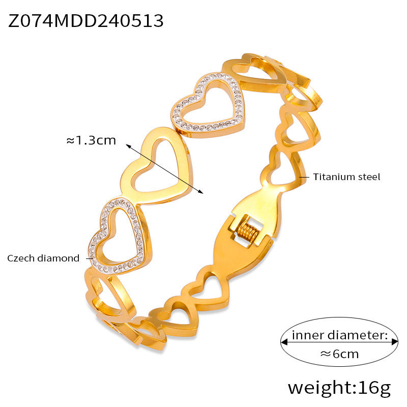 D관 - 티타늄 스틸 큐빅 포인트 기하학적 변색 방지 팔찌 [Z074-Z030-1] 24.05-3