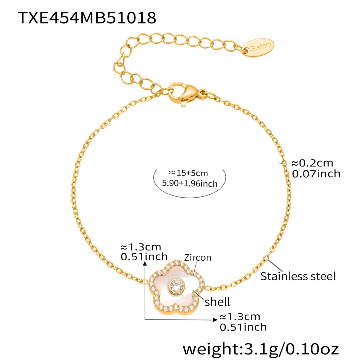 D관 - 스테인리스 스틸 크리스탈 큐브 플라워 큐빅 펜던트 목걸이 팔찌 [TXP453] 25.10-4