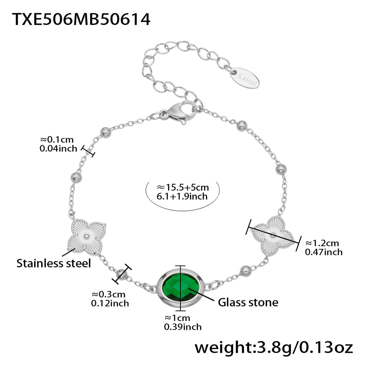 D관 - 스테인리스 스틸 타원형 컷팅 글라스 스톤 18K도금 목걸이 팔찌 귀걸이 [TXP506] 25.12-1