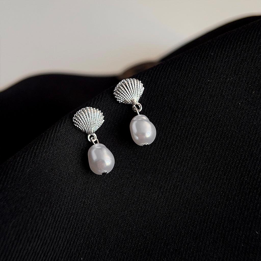 C관 - 프렌치 모던 14K 도금 자개 진주 엘레강스 데일리 귀걸이 [3442-3443] 24.03-2