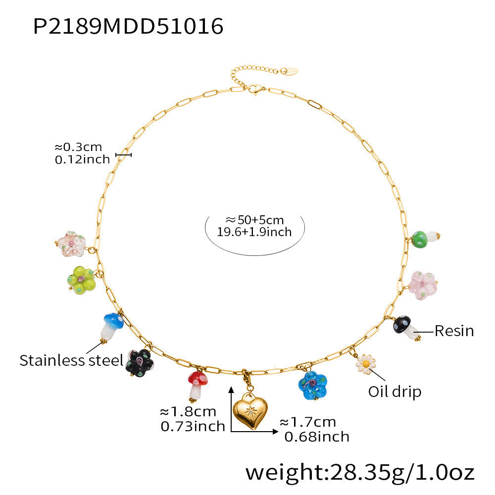 D관 - 스테인리스 스틸 나비 큐빅 레진 에나멜 펜던트 목걸이 [P2183] 25.10-4