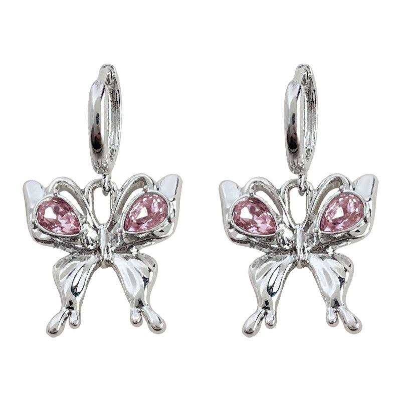 C관 - 귀엽고 상큼한 인스타 스타일 분홍색 유리 크리스탈 귀걸이 [3677] 24.03-5