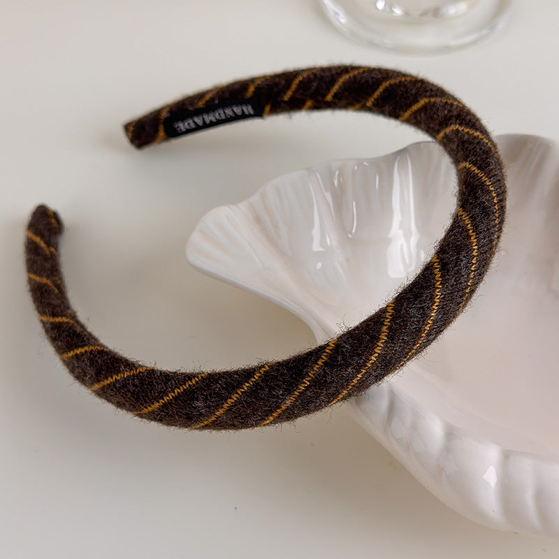 E관 - 사선 스트라이프 니트 울 머리띠 곱창 헤어밴드 [27523] 25.09-4