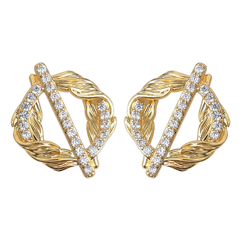 C관 - 밀 이삭 원형 큐빅 925 은침 귀걸이 [7153] 25.11-4