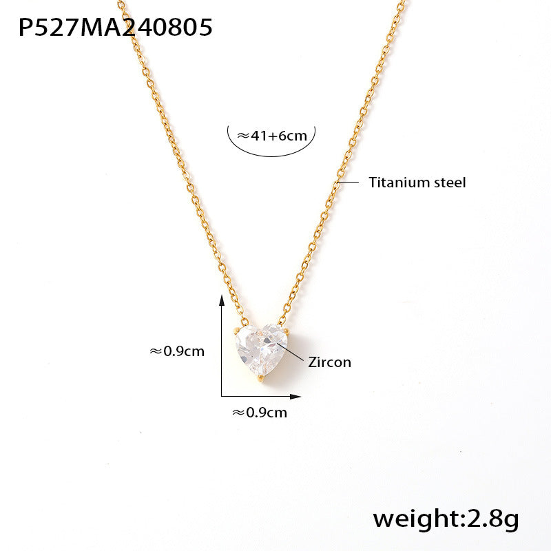 D관 - 유니크 하트 큐빅 펜던트 레이어드 미니멀 럭셔리 티타늄 스틸 18K 도금 목걸이 [P527-P1694] 24.08-3