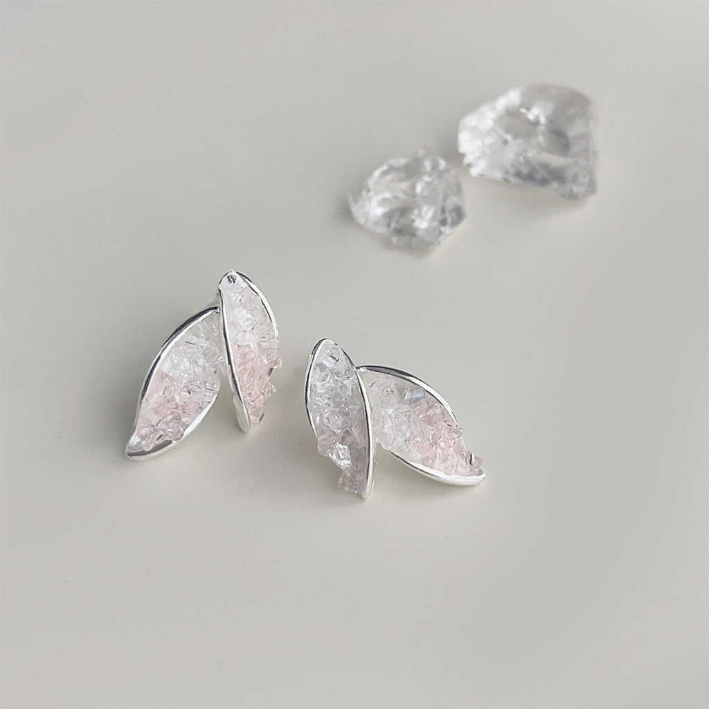 C관 - 여름 2024 신상 숲 속 스타일 유리 크리스탈 은침 귀걸이 [3978-3979] 24.05-1