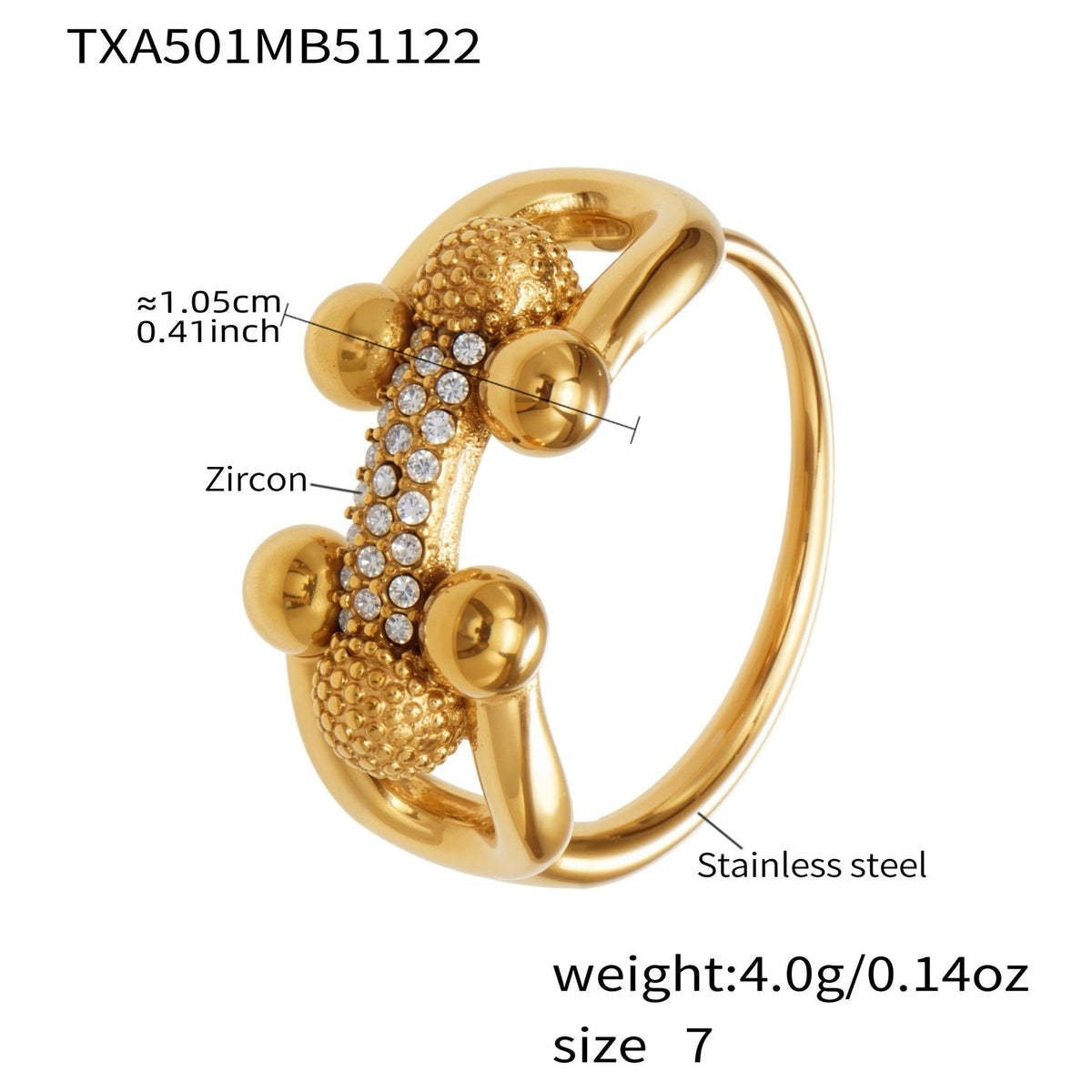 D관 - 스테인리스 스틸 말발굽 모양 큐빅 펜던트 18K 도금 귀걸이 반지 팔찌 목걸이 [TXP501] 25.11-4