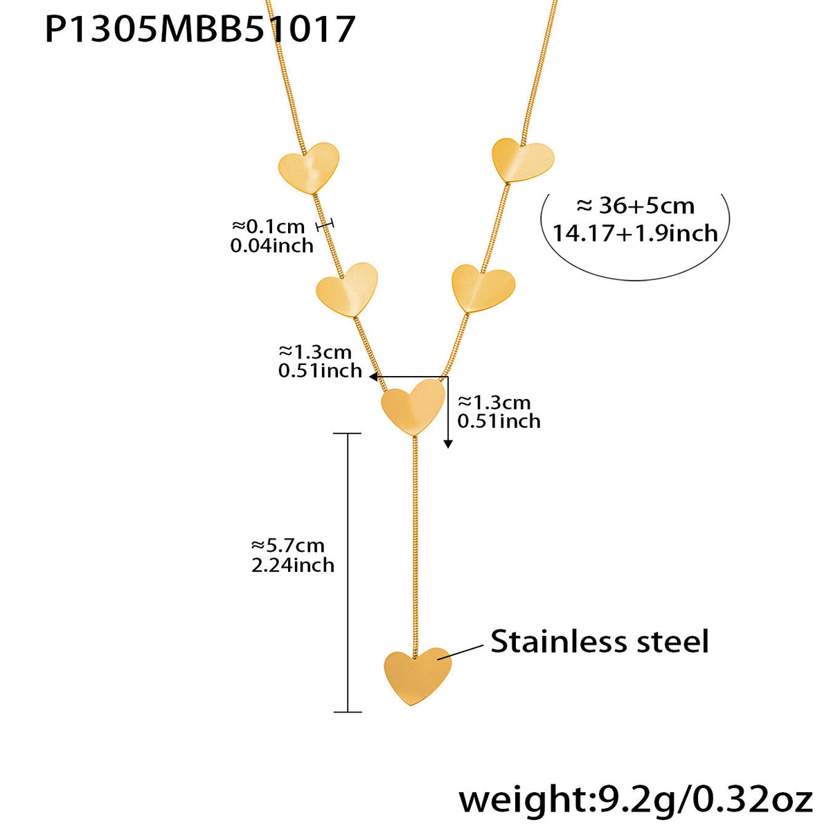 D관 - 스테인리스 스틸 Y자형 하트 펜던트 목걸이 [P1305] 25.10-4