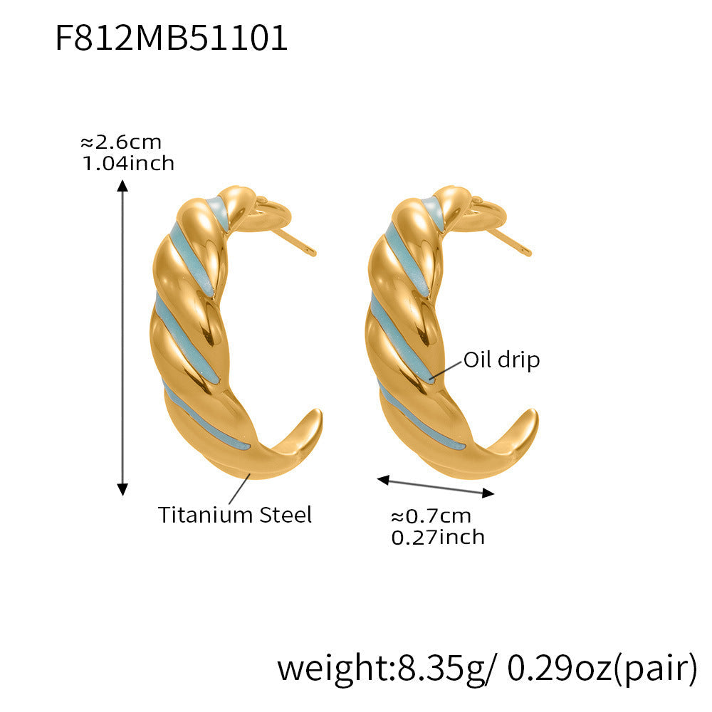 D관 - 스테인리스 18K 도금 트위스트 디자인 귀걸이 [F812] 25.11-1