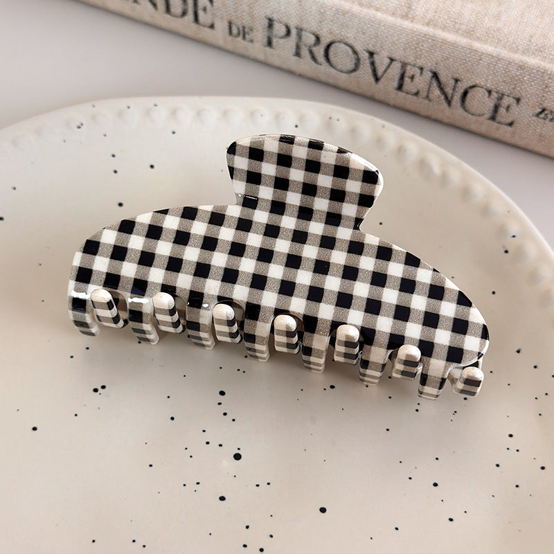 E관 - 아세테이트 체크무늬 심플 스타일 집게핀 [27612] 25.10-5