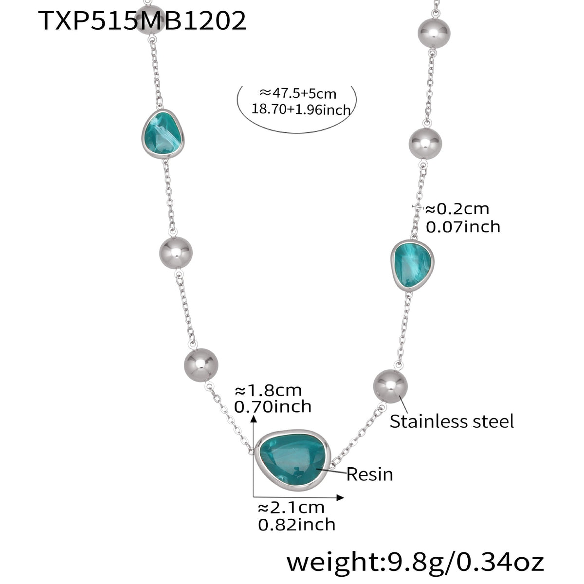 D관 - 컬러 레진 큐빅 하트 18K 도금 스테인리스 스틸 목걸이 팔찌 [TXP515] 25.12-2