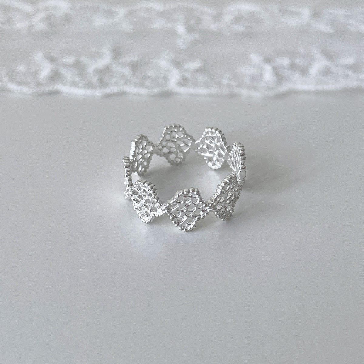 A관 - 925 실버 레이스 리본 디자인 오픈형 반지 [JZ-0726] 25.11-1