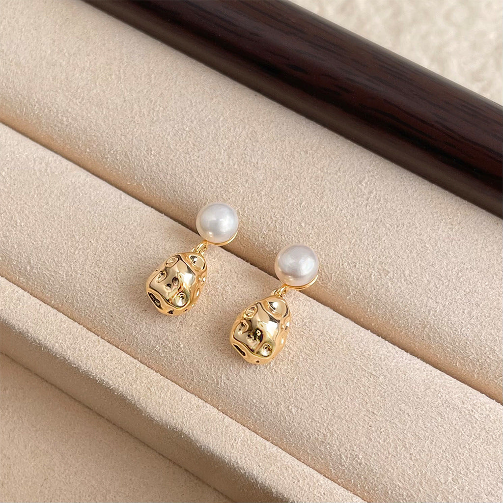 C관 - 14K 도금 925 은침 담수 진주 귀걸이 [5313-5314] 25.02-3