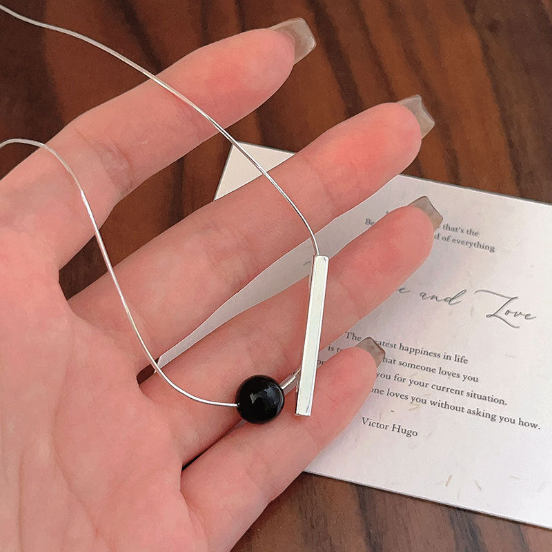 F관 - 925 실버 블랙 오닉스 스퀘어 목걸이 [B110] 25.10-1