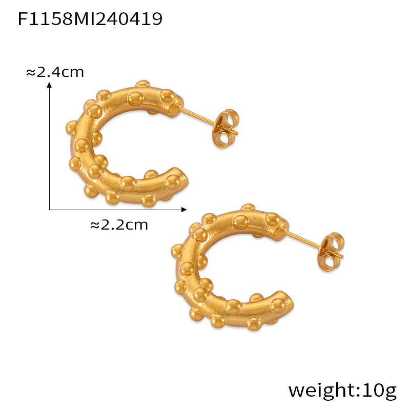 D관 - 금속 니치 유니크 C형 기하학 귀걸이 티타늄 스틸 도금 디자인 귀걸이 [F1152-65] 24.04-4