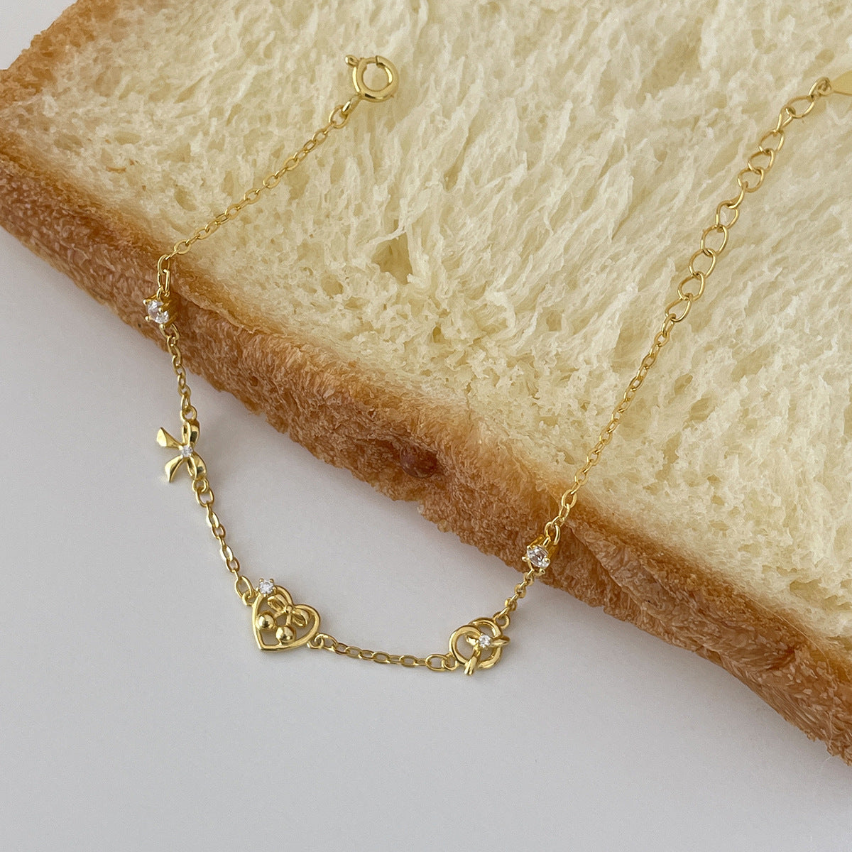 A관 - 925 실버 하트 프레즐 리본 디자인 팔찌 [SL-490] 25.11-1