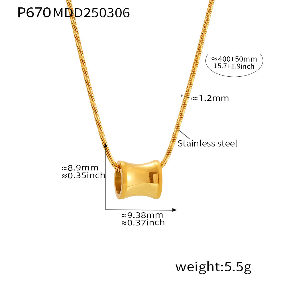 D관 - 스테인리스 스틸 펜던트 C자형 귀걸이 목걸이 [P670-F1419] 25.03-2