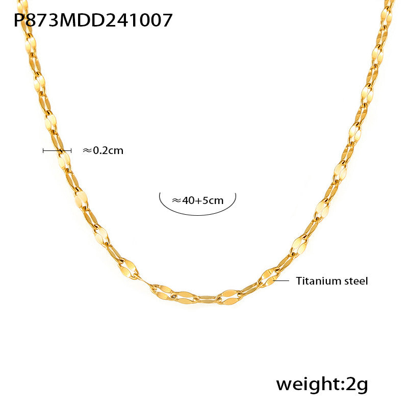 D관 - 18K 도금 하트 큐빅 핸드메이드 티타늄 스틸 이중 체인 목걸이 팔찌 [TXP149-TXE149-P873] 24.10-2
