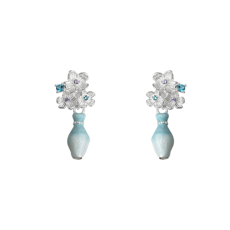 C관 - 화병 플라워 디자인 925 은침 귀걸이 [7040] 25.12-1