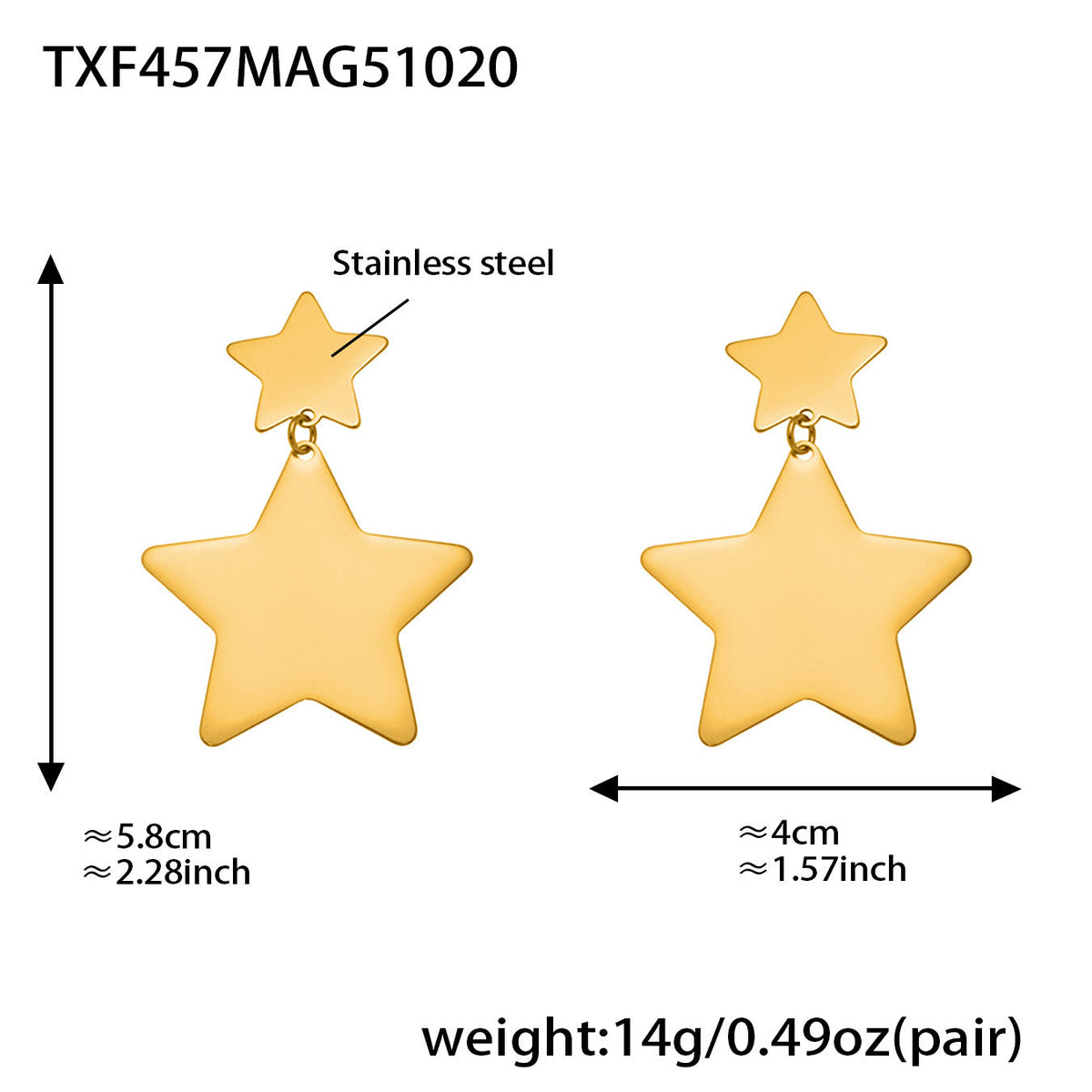 D관 - 스테인리스 18K 도금 별 디자인 목걸이 귀걸이 반지 [TXP457] 25.10-5