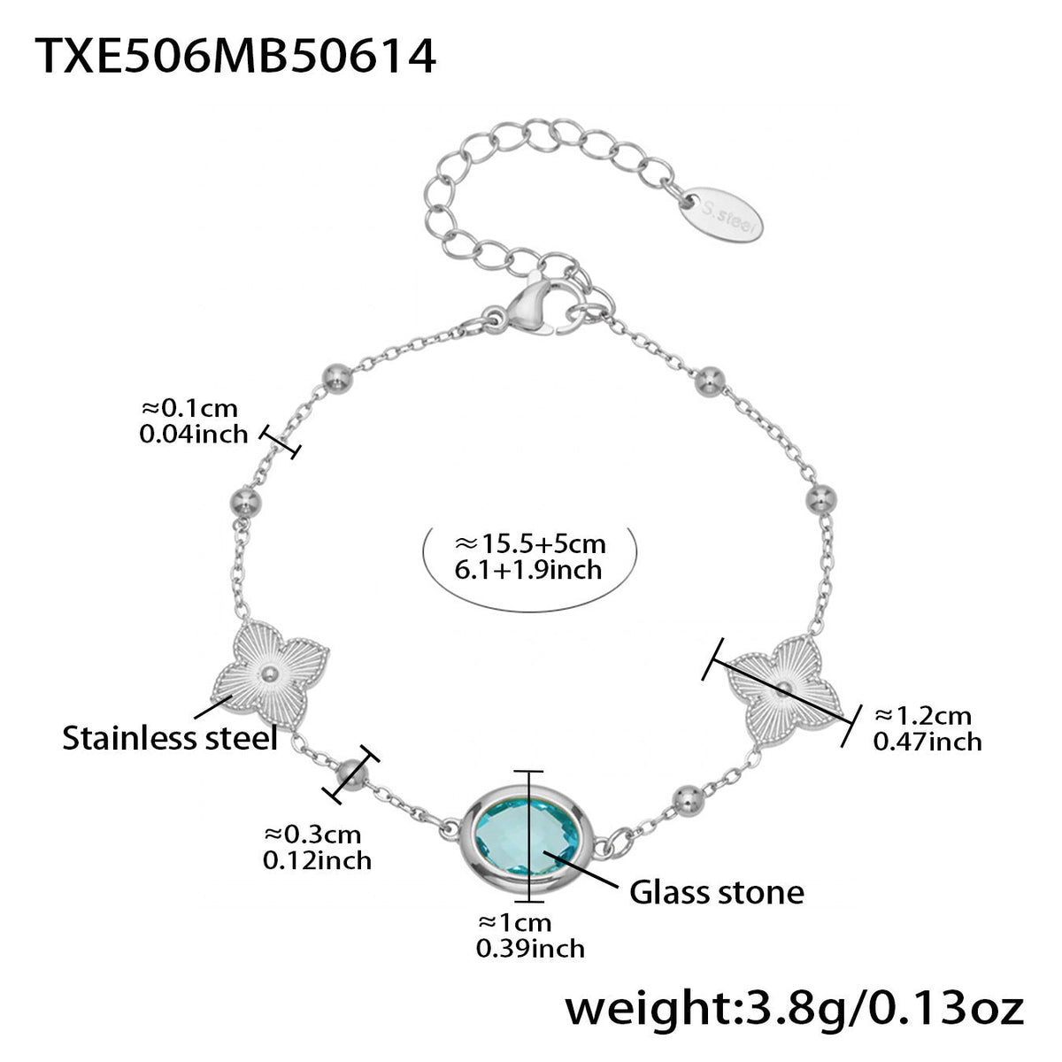 D관 - 스테인리스 스틸 타원형 컷팅 글라스 스톤 18K도금 목걸이 팔찌 귀걸이 [TXP506] 25.12-1