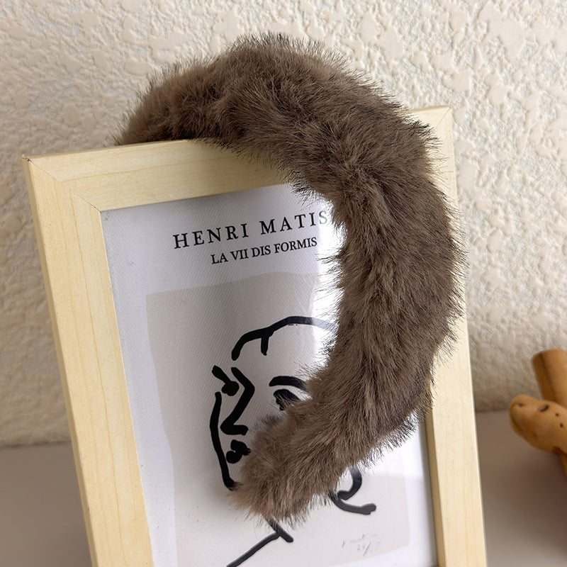 E관 - 인조 밍크 퍼 소재 볼륨 머리띠 [24297] 25.11-1