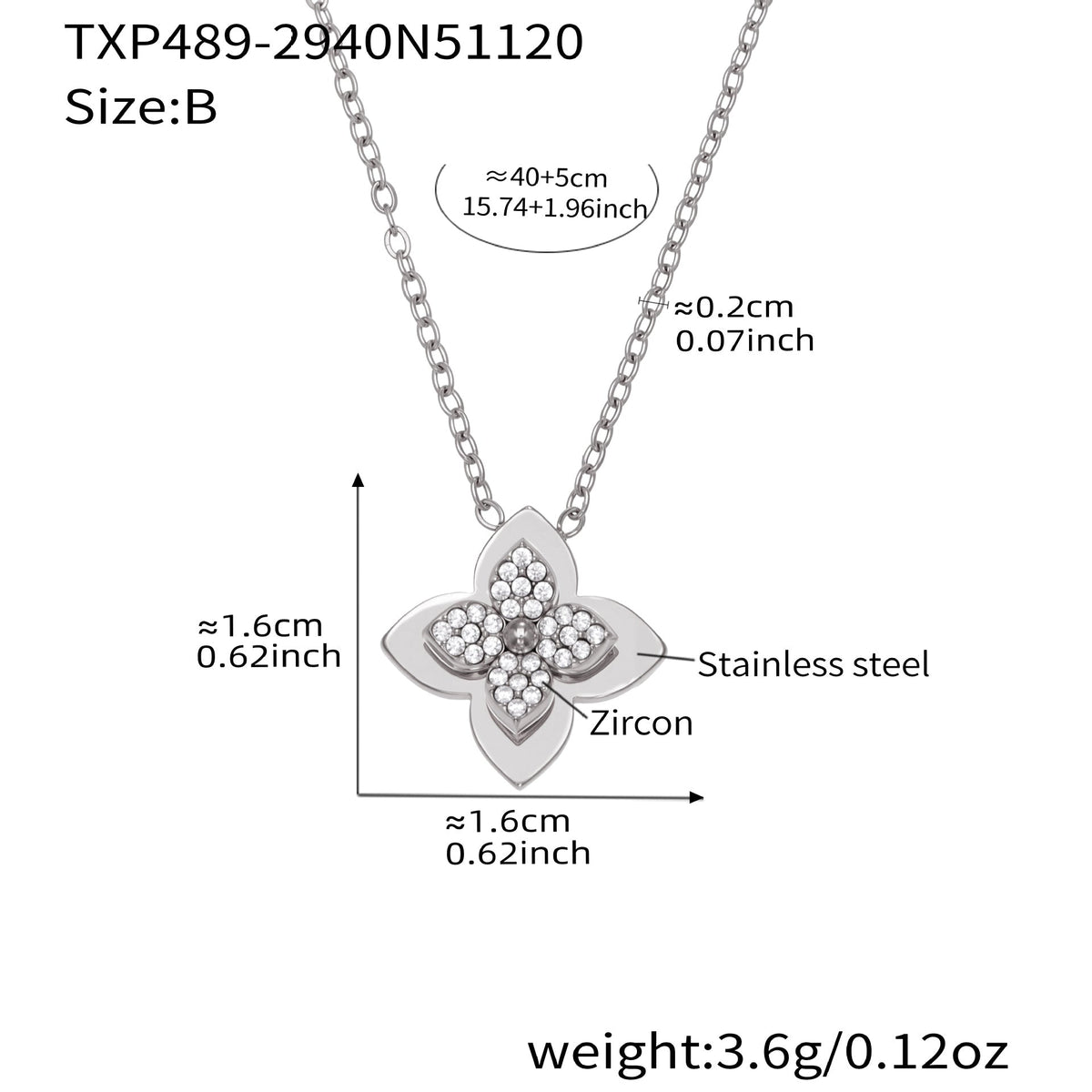 D관 - 스테인리스 스틸 큐빅 플라워 펜던트 목걸이 반지 [TXP489] 25.11-4
