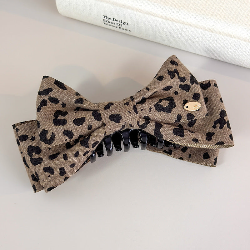 E관 - 레오파드 패턴 프린팅 리본 바나나 집게핀 [27748] 25.12-1