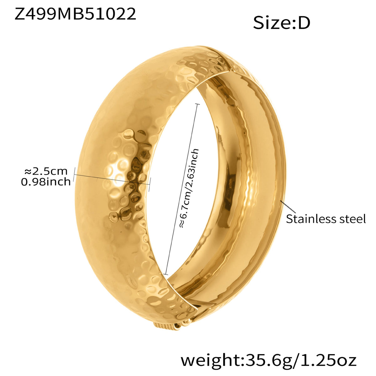 D관 - 스테인리스 18K 도금 패턴 볼드 오픈형 팔찌 [Z499] 25.10-5