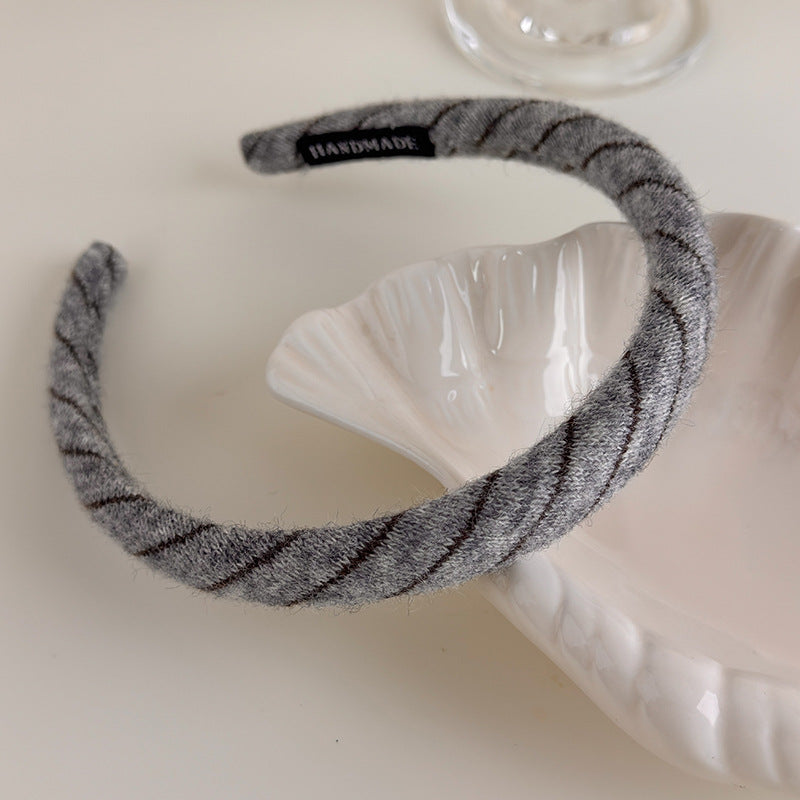 E관 - 사선 스트라이프 니트 울 머리띠 곱창 헤어밴드 [27523] 25.09-4