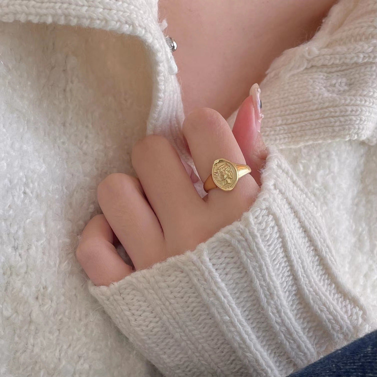 F관 - 925 실버 원형 유럽 인물상 디자인 반지 [J1134] 25.10-4