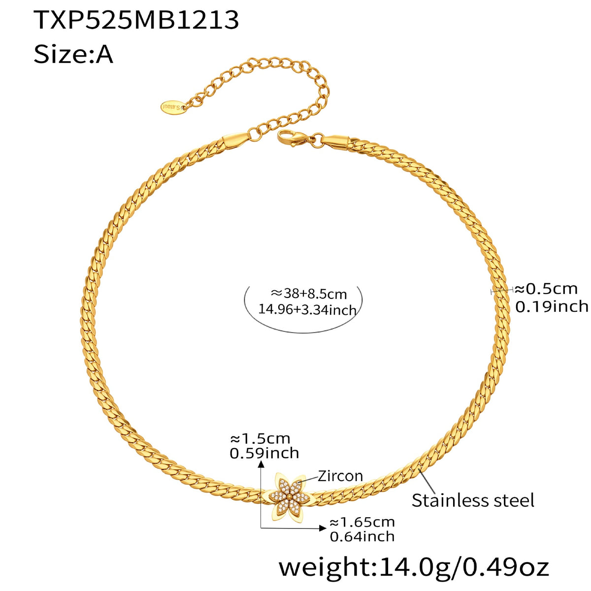 D관 - 스테인리스 스틸 큐빅 플라워 펜던트 목걸이 팔찌 [TXP525] 25.12-3