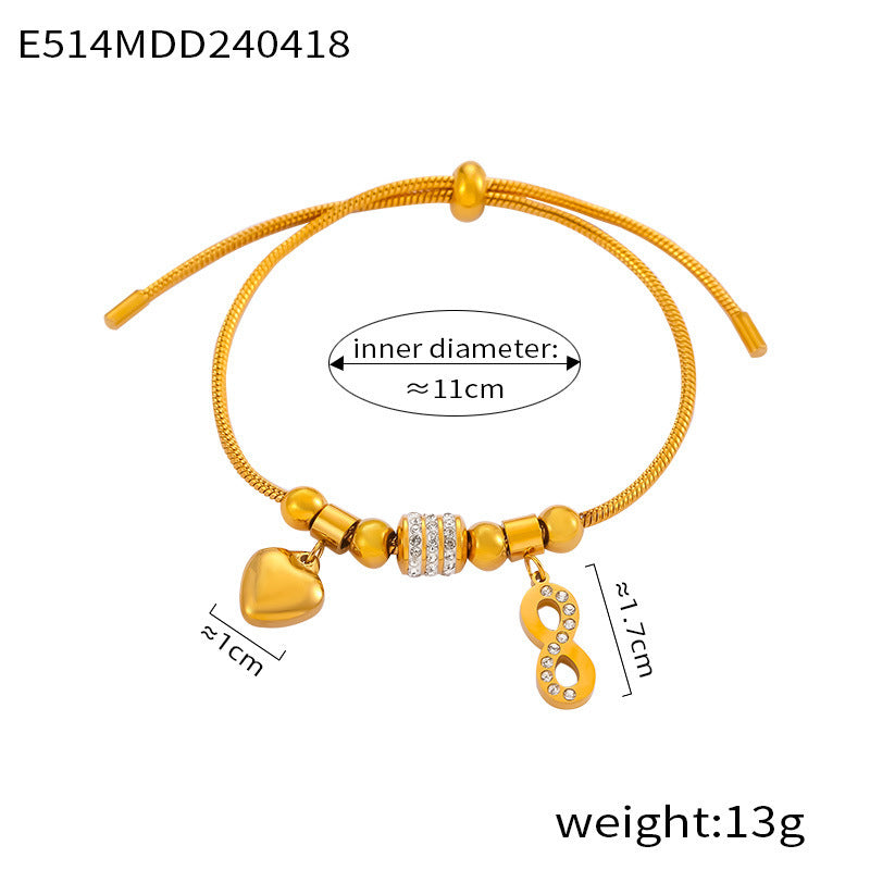 D관 - 빈티지 레트로 큐빅 장식 기하학 패턴 티타늄 스틸 도금 팔찌 [E514-21] 24.04-4