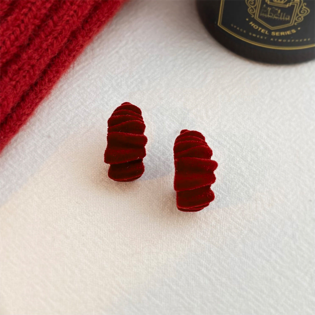 C관 - 벨벳 주름 패턴 C형 925 은침 귀걸이 [7132-7133] 25.11-3