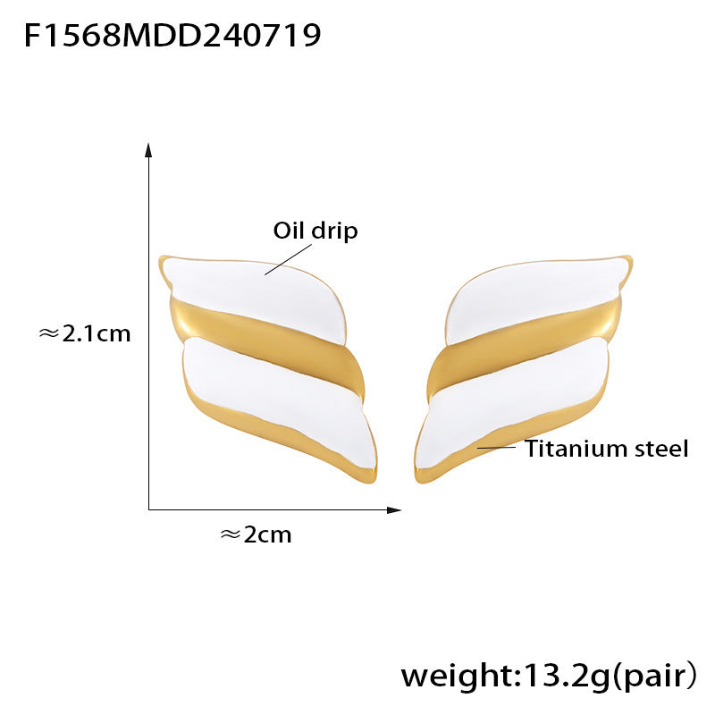 D관 - 스테인리스 스틸 투톤 오일 코팅 귀걸이 [F346-F1070-F1568] 25.06-4