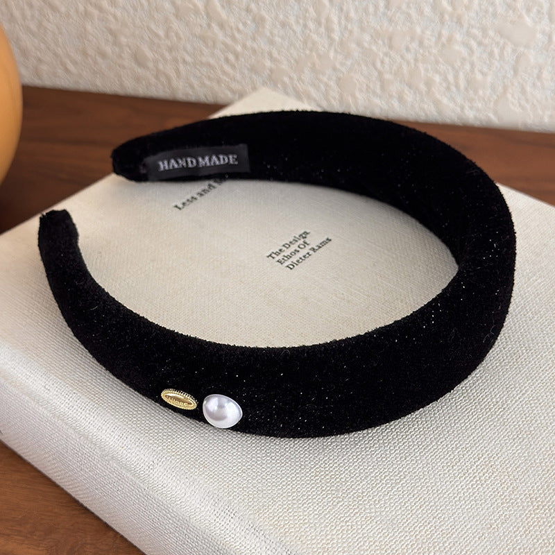 E관 - 벨벳 진주 메탈 플레이트 볼륨 머리띠 [27822] 25.12-3