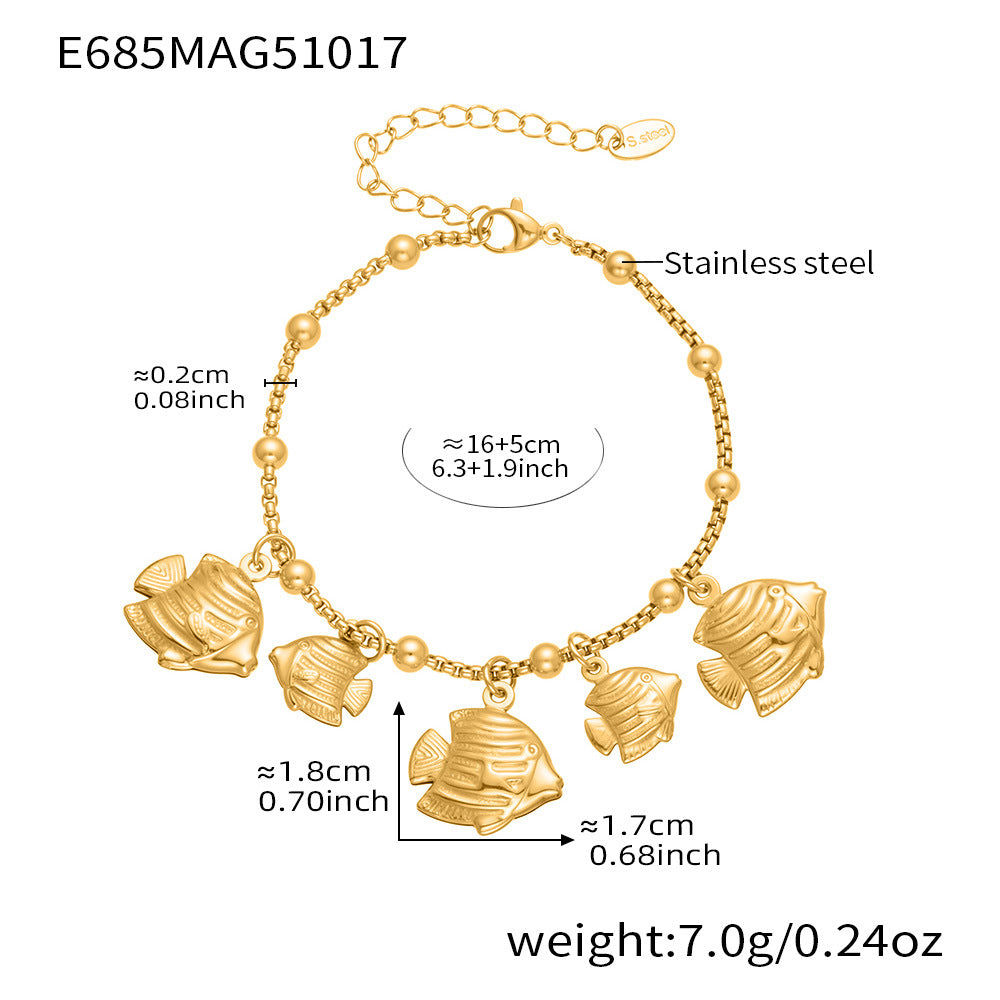 D관 - 스테인리스 스틸 조개 나뭇잎 하트 디자인 펜던트 팔찌 [E685] 25.10-4