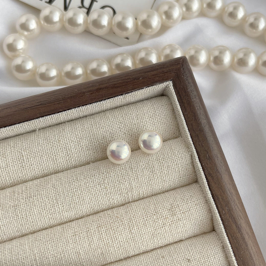 C관 - 고품질 담수 진주 라운드 펄 14K 도금 은침 귀걸이 [4566-4570] 24.07-2