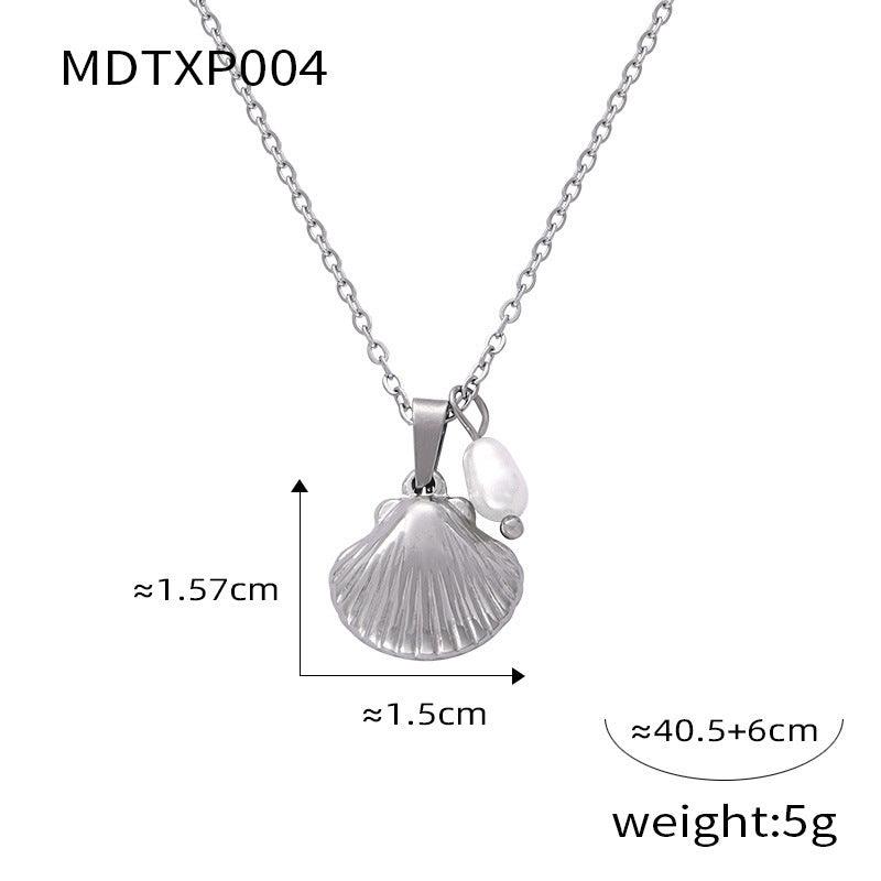 D관 - 레트로 자개 큐빅 펜던트 담수 진주 트렌디 귀걸이 목걸이 [F010-P004-P010] 24.03-4