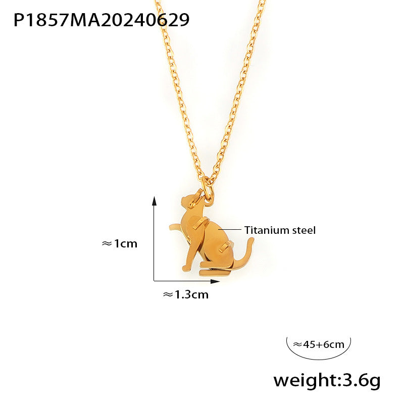 D관 - 티타늄 스틸 18K 도금 동물 펜던트 블레이드 체인 캐주얼 목걸이 [P1857-P1694] 24.07-1