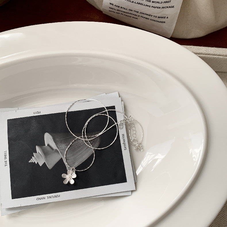 A관 - 925 실버 조각 플라워 대나무 마디 디자인 팔찌 목걸이 [1537-1538] 25.11-2